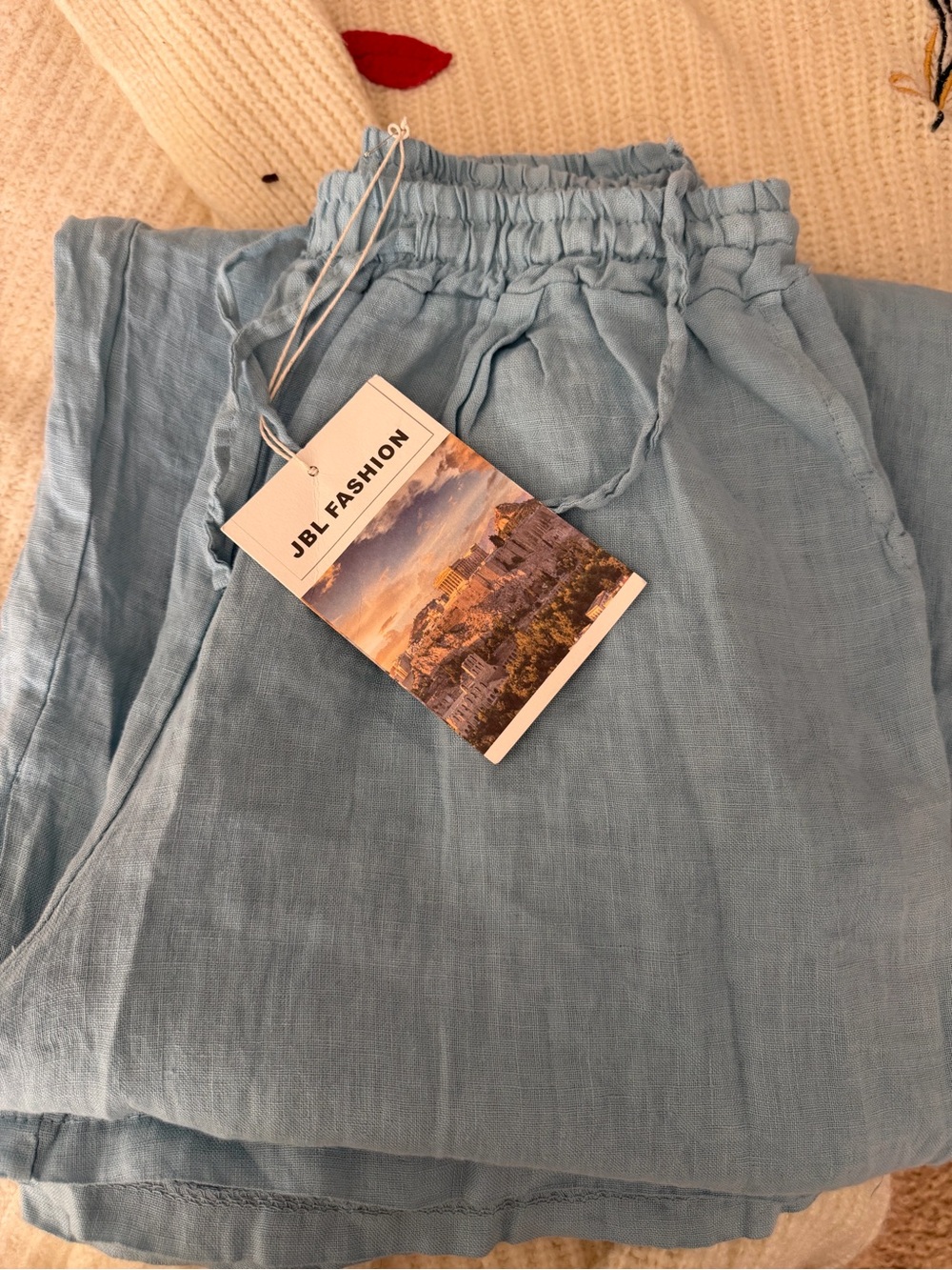 Flowy Drapey Italian Linen Wide-Leg Pants purchased in Mykonos! ๐POCKETS๐ NWT - Picture 2 of 6